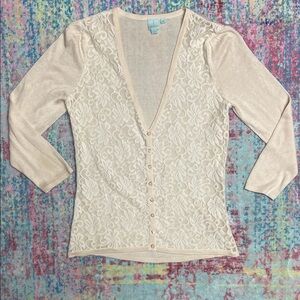 Elegant Cream Lace Cardigan Sweater